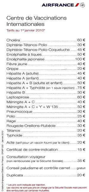 vaccin fievre jaune air france