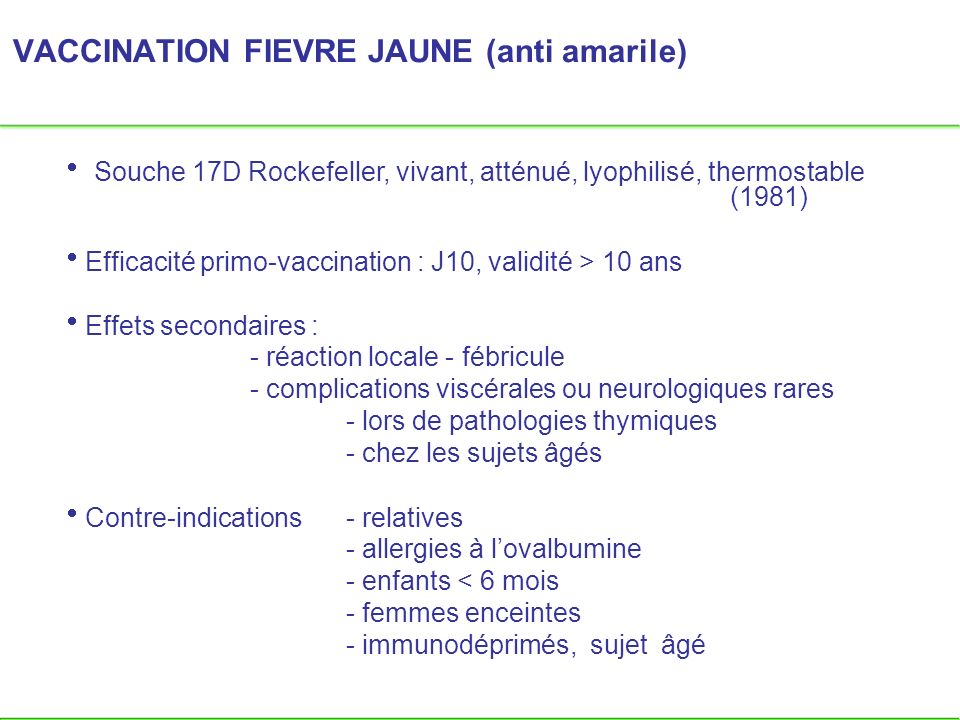 vaccin fievre jaune effet