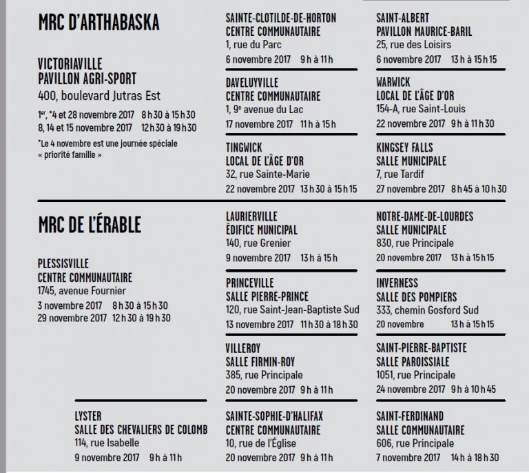 vaccin grippe victoriaville