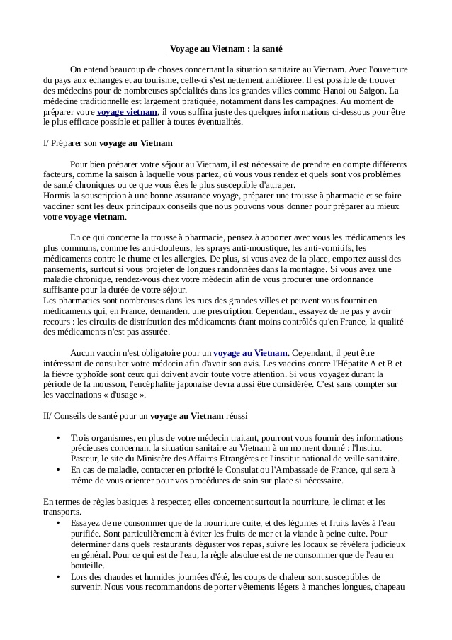 vaccin obligatoire vietnam